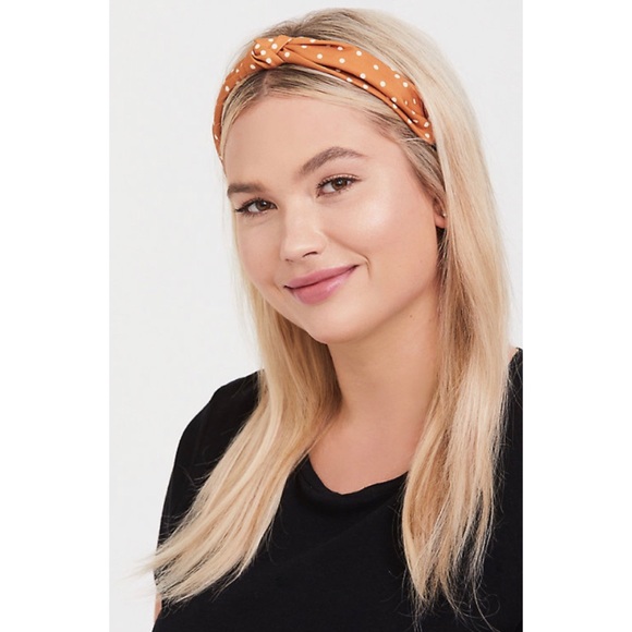 🆕 Torrid Mustard Polka Dot Top Knot Headband NWT - Picture 1 of 2